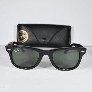 Ray-ban Wayfarer rb 2140 Black Used 901 50-22 Handmade in Italy Sunglasses